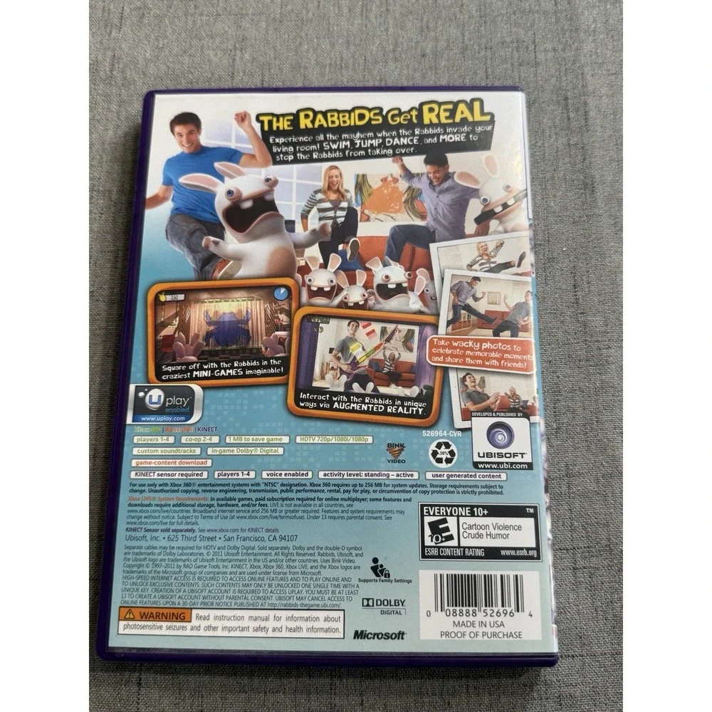Rabbids: Alive & Kicking - Microsoft‎ Xbox 360 Kinect With Manual 2011 Rates E